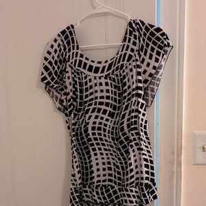 Black and White Checkered Women's Top